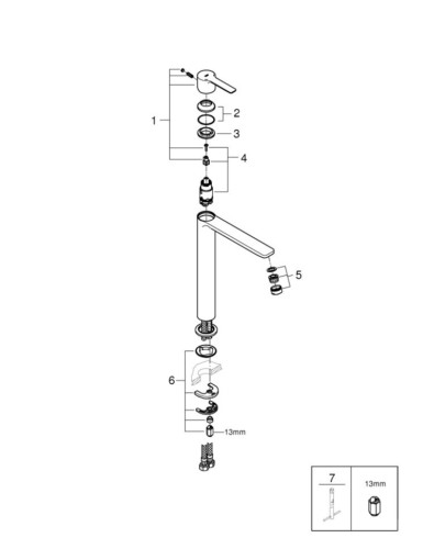 Cмеситель для умывальника Grohe Lineare, однорычажный, хром (23405001)