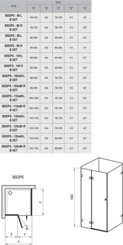 Душові двері Ravak Brilliant BSDPS-110/80 L, ліві (0ULD4A00Z1)