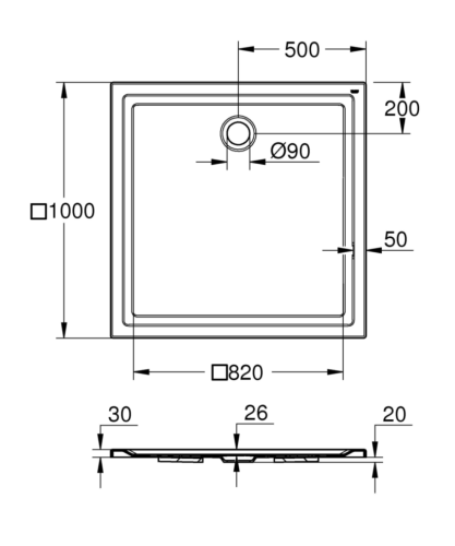 Душевой поддон Grohe, 100x100 (39300000)
