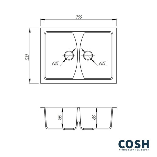 Кухонная мойка гранитная Cosh, 79x50, бежевый (COSH7950K300)