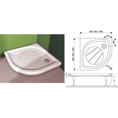 Душовий піддон Ravak Elipso Pro, 100x100 (XA23AA01010)