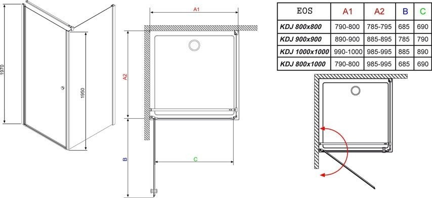 Душова кабіна Radaway Eos KDJ, права, 80x80 (37513-01-01NR)
