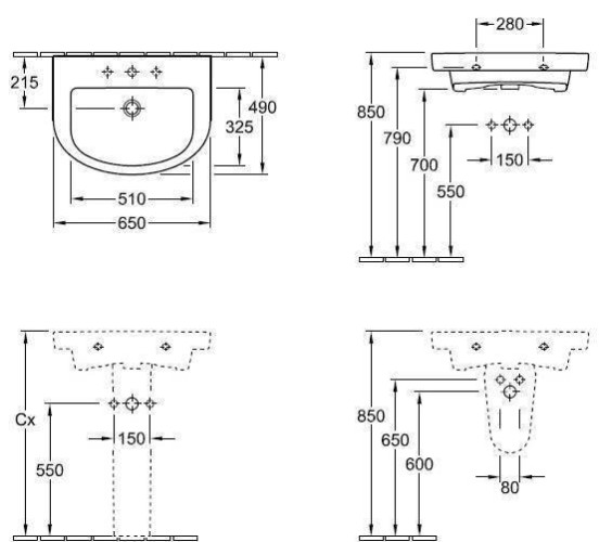 Умывальник подвесной Villeroy&Boch Subway 2.0, 65 (71146601)