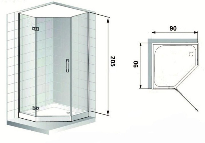 Душова кабіна Eger Stefani, 90x90 (599-535)