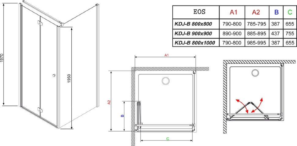 Душевая кабина Radaway Eos KDJ-B, левая, 100x80 (37443-01-01NL)