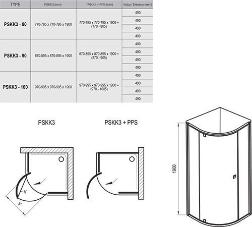 Душевая кабина Ravak Pivot PSKK3, 90x90 (37677U00Z1)