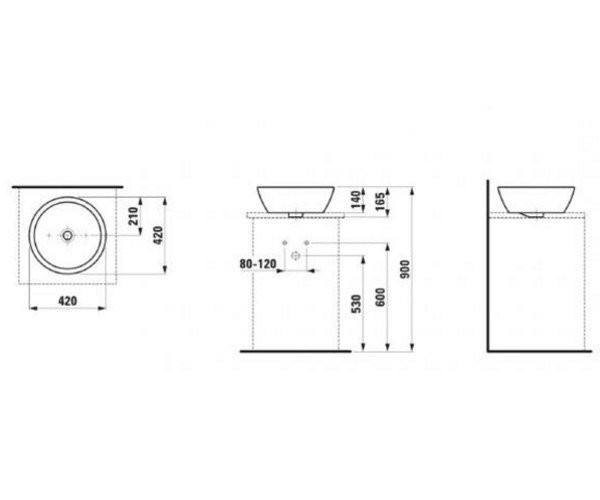 Умывальник накладной Laufen Pro B, 42 (H8129620001091)