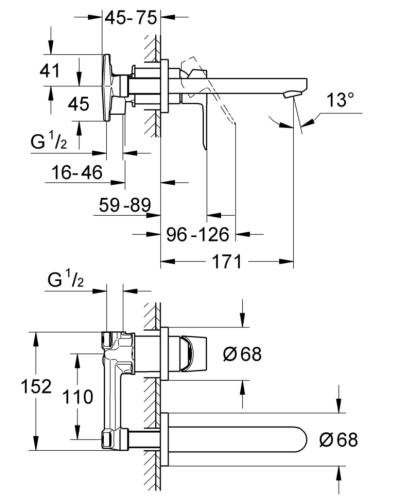 Cмеситель для умывальника Grohe BauLoop, однорычажный, хром (20289000)