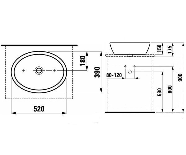 Умивальник накладний Laufen Pro B, 52 (H8129640001091)