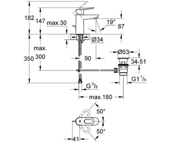 Cмеситель для умывальника Grohe BauLoop, однорычажный, хром (23335000)