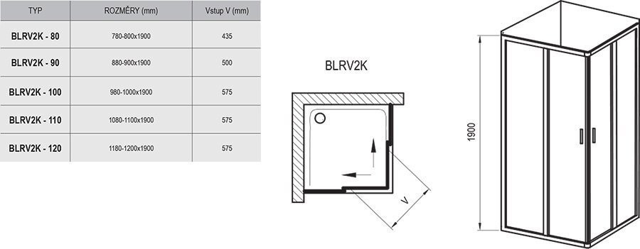 Душевая кабина Ravak Blix BLRV2K, 90x90 (1XV70U00Z1)