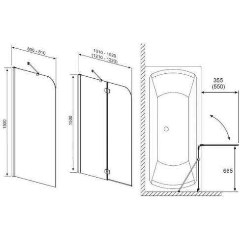 Шторка для ванни Radaway Torrenta PNJ 80, права, 150x80 (201101-101NR)