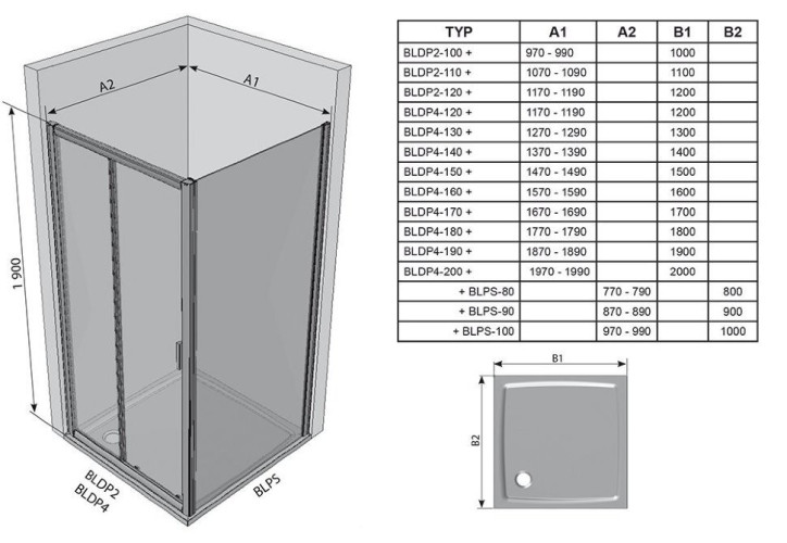 Душевые двери Ravak Blix BLDP2-100 R-L (0PVA0U00Z1)