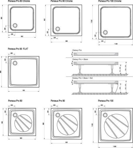 Душовий піддон Ravak Perseus Pro, 80x80 (XA034401010)