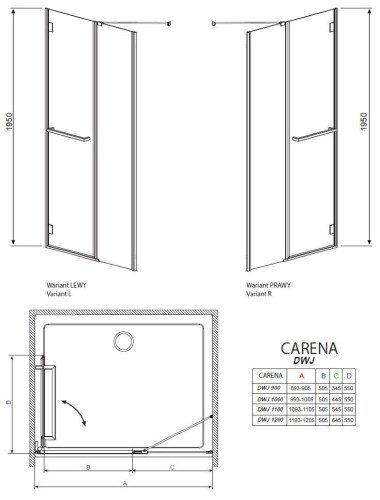 Душевые двери Radaway Carena DWJ 110L, левые (34333-01-01NL)