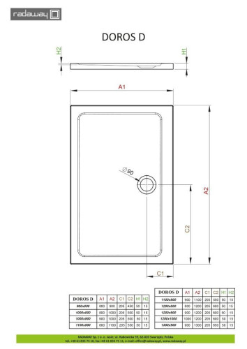 Душовий піддон Radaway Doros Plus D, 120x90 (SDRPD1290-01)