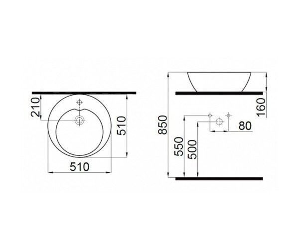 Умывальник врезной Idevit Alfa, 51 (3101-0525)
