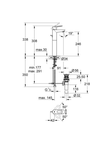 Cмеситель для умывальника Grohe BauLoop, однорычажный, хром (32856000)