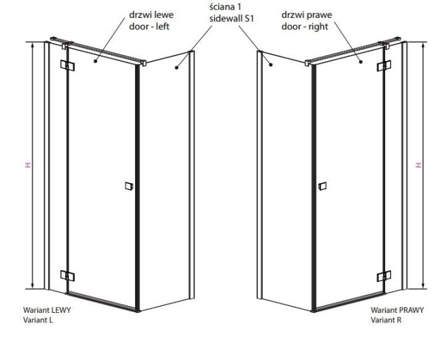 Душова кабіна Radaway Essenza New KDJ, ліва, 90x90 (385044-01-01L)