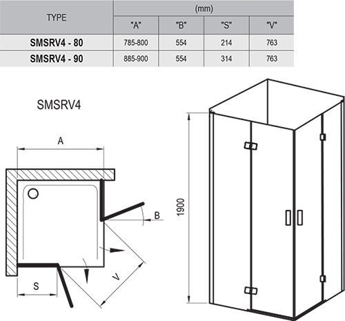 Душевая кабина Ravak SmartLine SMSRV4, 80x80 (1SV44A00Z1)
