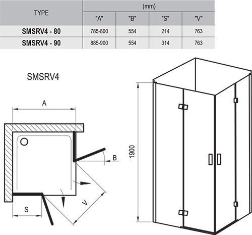 Душова кабіна Ravak SmartLine SMSRV4, 80x80 (1SV44A00Z1)