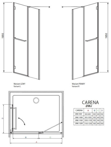 Душові двері Radaway Carena DWJ 120R, праві (34332-01-01NR)