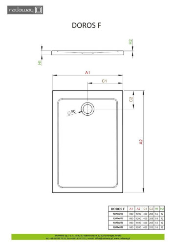 Душевой поддон Radaway Doros Plus F, 100x80 (SDRFP1080-01)