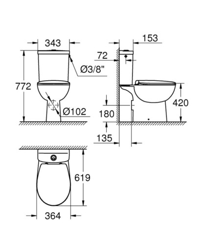 Унитаз компакт Grohe BauCeramic (39347000)