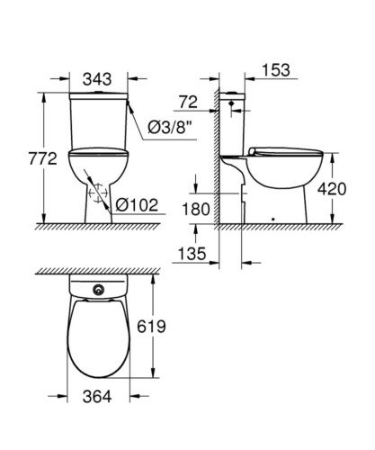 Унитаз компакт Grohe BauCeramic (39347000)