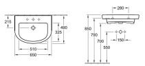 Умивальник підвісний Villeroy&Boch Subway 2.0, 65 (7114FBR2)