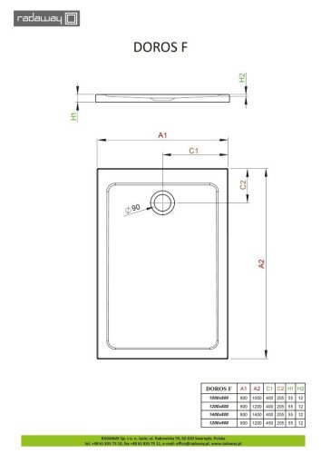 Душовий піддон Radaway Doros Plus F, 120x90 (SDRFP1290-01)