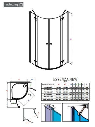 Душова кабіна Radaway Essenza New PDD, ліва, 100x100 (385003-01-01L)