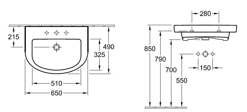 Умивальник підвісний Villeroy&Boch Subway 2.0, 65 (7114FC01)
