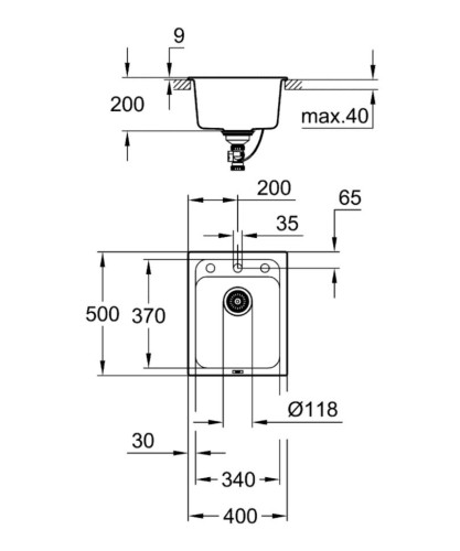 Кухонна мийка гранітна Grohe K700, 50x40, чорний (31650AP0)