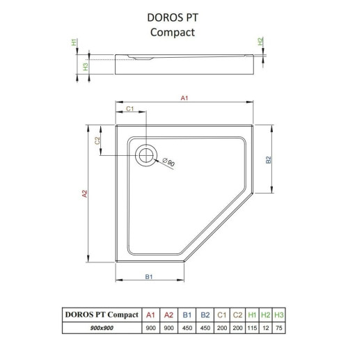 Душевой поддон Radaway Doros PT Compact, 90x90 (SDRPTP9090-05)