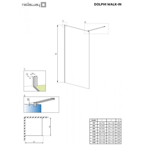 Душові двері Radaway Dolphi Walk-In 120 (390120-01-01)