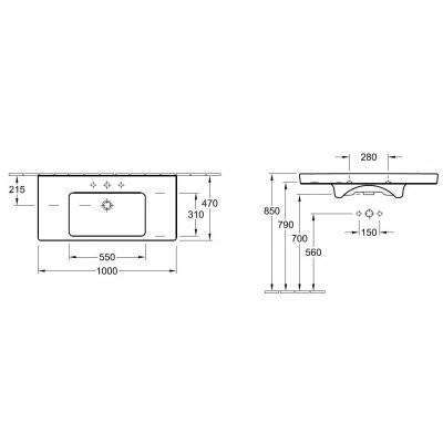 Умивальник підвісний Villeroy&Boch Subway 2.0, 100 (7175A001)