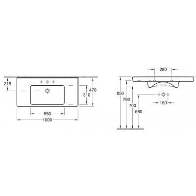 Умивальник підвісний Villeroy&Boch Subway 2.0, 100 (7175A001)