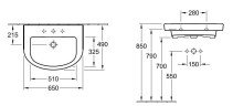 Умивальник підвісний Villeroy&Boch Subway 2.0, 65 (7114FCR2)