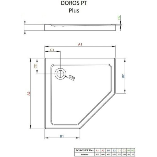 Душовий піддон Radaway Doros PT, 90x90 (SDRPT9090-01)