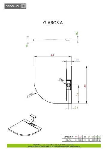 Душовий піддон Radaway Giaros A, 90x90 (MKGA9090-03)