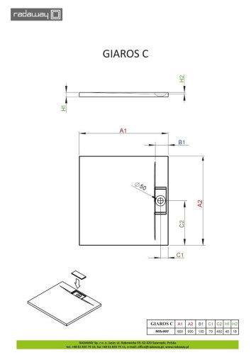 Душовий піддон Radaway Giaros C, 90x90 (MKGC9090-03)