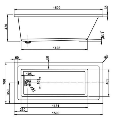 Ванна акриловая Vagnerplast Cavallo, 150x70 (VPBA157CAV2X-01)