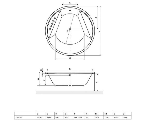 Ванна акрилова Excellent Great Arc, 160x160 (WAEX.GRE16WH)