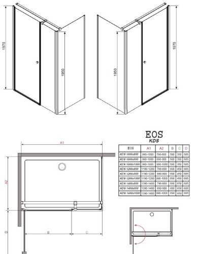 Душевая кабина Radaway Eos KDS, правая, 120x90 (37554-01-01NR)