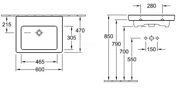 Умывальник подвесной Villeroy&Boch Subway 2.0, 60 (71136HR1)
