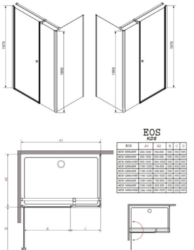 Душевая кабина Radaway Eos KDS, правая, 140x100 (37558-01-01NR)