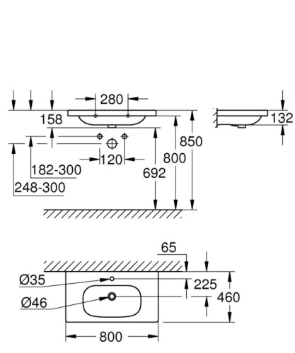 Умывальник накладной Grohe Euro Ceramic, 80 (3958400H)