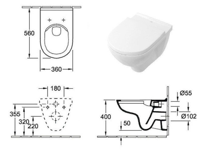 Унітаз підвісний Villeroy&Boch O.Novo (56601001)