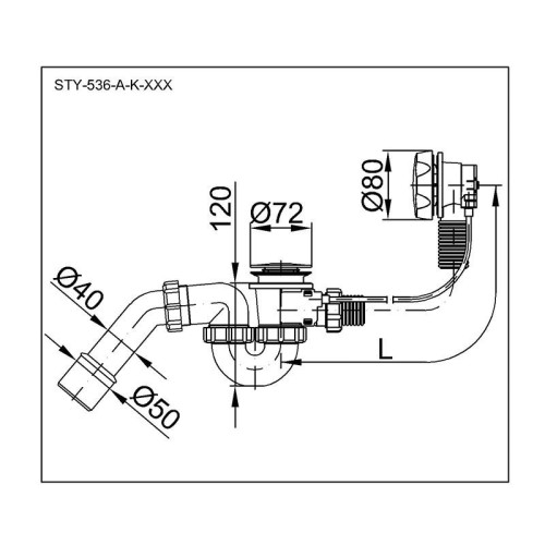 Cлив-перелив для ванны Styron, автомат (STY-536-A-K)